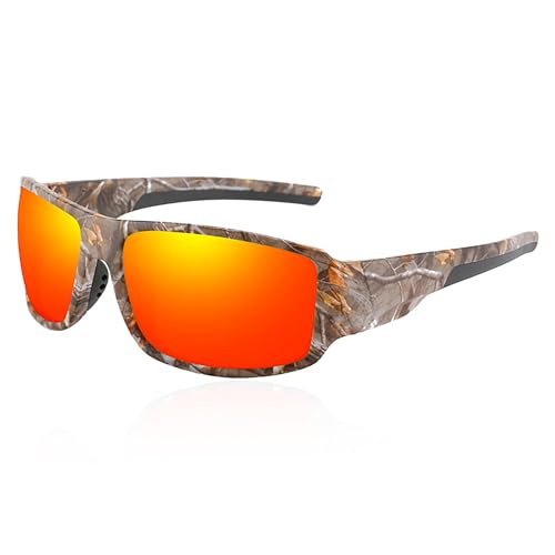 Occhiali da sole polarizzati da pesca da uomo, occhiali da sole da caccia con montatura mimetica TR90, occhiali da pesca per vedere i pesci in acqua, protezione UV per caccia, ridurre i riflessi