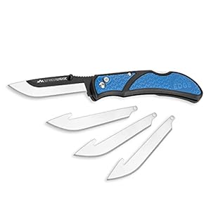 OUTDOOR EDGE 3.0″ RazorLite EDC – Replaceable Blade EDC Folding Knife with Pocket Clip and One Hand Opening for Everyday Carry (Blue, 4 Blades)