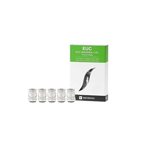 Bobinas EUC (Traditonal) tradicionales VAPORESSO - 0.4 Ohms - Paquete de 5 - Se adapta a Tarot Nano, Tarot Mini, Estoc, Veco, Drizzle, Attitude - Este producto no contiene nicotina ni tabaco