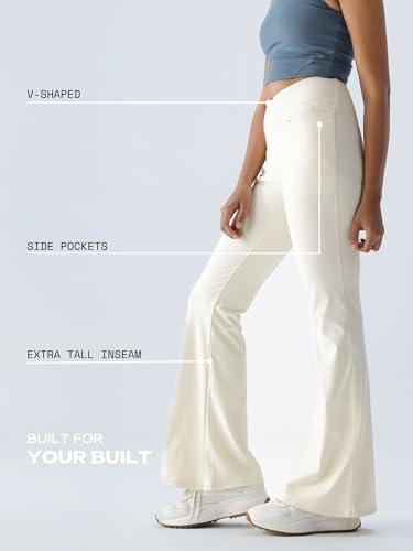 Image of CAVA Extra Tall Hourglass Flared Leggings for Women | V Waistband, Anti Camel Toe Design, Extra Tall Fit, Flared Bottoms, Deep Pockets, Sculpting Stretch Fabric