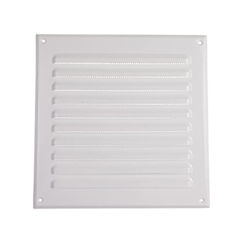 Vent Systems - 8 x 8 Inch (Inner) White Metal Square Soffit Air Vent Grille Cover, Register Vent Deflector Louver Built-in Mesh HVAC for Bathroom Home Office Kitchen - Exhaust Ventilation Grill