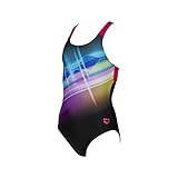 80% Polyamid, 20% Elastan ARENA Mädchen G Cheery Jr Pro Back L One Piece Swimsuit, Black-freak Rose, 128 EU