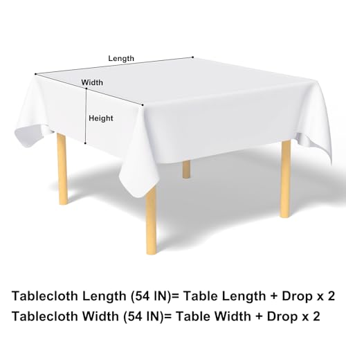 Image of misaya Square Waterproof Vinyl Table Cloth, Buffalo Flannel Backed Tablecloth, Wipeable Plastic Table Cover for Dinner, Kitchen, Outdoor (54 inch x 54 inch, Baby Blue and White)