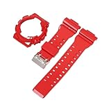 [売店] ケースストラップカシオフィット Fit For G-Shock GA-100/110/120 GA-140 GD-100/110/120 GLS-100 GAX-100 TPU 樹脂光沢のあるベゼル時計バンドアクセサリー(Red)