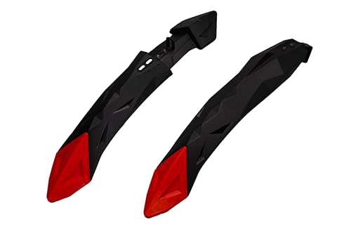 Image of Shrenik Cycle Mudguard Diamond Design Compatible 24 & 26 Inch Bicycle Fender Clip-on Front & Rear Set with Metal Caliper Fittings in Multicolor (Black-Red)