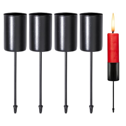 WUSJCOF 4 Pezzi Portacandele Vintage Nero Metallo per Avvento Natalizio Candele a Stelo con Chiodi (Nero)