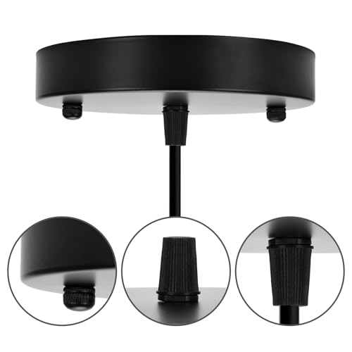 Image of Sangle Sopffy Pendant Light Canopy Kit, 5 1 /8 Inches Ceiling Lighting Canopy Kit with All Mounting Hardware Modern Chandelier Ceiling Plate Cover for Pendant Lighting Fixtures (black-2PC, 5.8inch)