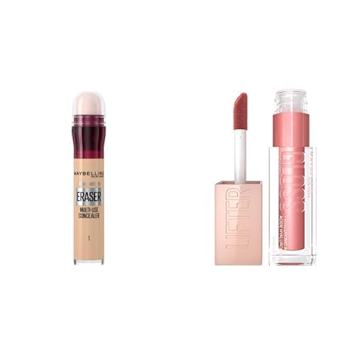 Maybelline New York Instant Anti Age Eraser Kapatıcı, 01 Light, 6.8 ml + Maybelline New York Lifter Gloss Nemlendirici Dudak Parlatıcısı - 003 Moon