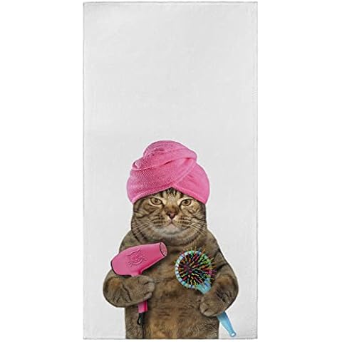 ALALAL Funny Bathing Cat Hand Towels Print Bath Towel Absorbent Soft Fingertip Towels Multipurpose Towels for Yoga Gym Spa Hotel Bathroom 27.5x15.7 inch Cover