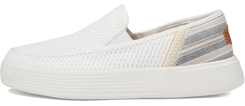 Image of HEYDUDE Women's Sunapee Slip on Sneakers, Mesh Stripe White, 10