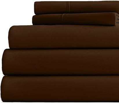 4 PCs Chocolate Top Split Head California King Sheets 800 TC -100% Cotton Sateen Weave Half Split Sleep Number Bed Sheets, 32Inch Split from The Top for Adjustable Bed Fits Mattress Upto 14 Deep