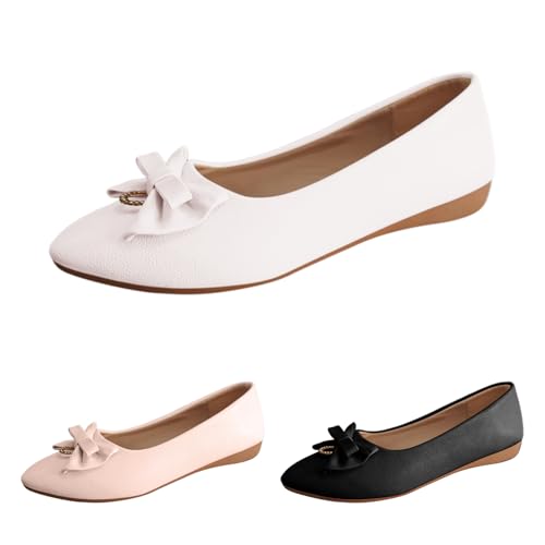 Women's Flats Pointed Toe Bow Ballet Shoes Comfortable Dressy Flats for Women Slip On Wedding Party Business Casual Office Dance Work Dress Shoes Ladies Non-Slip Lightweight Loafer