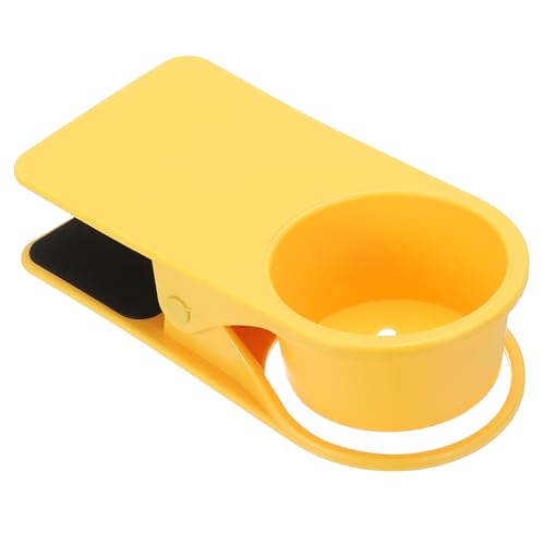 PATIKIL Desk Cup Holder Clip, Clamp on Table Cup Holder Bottle Couch Cup Holder for Boat Swing Patio Chairs Drink Beverage Soda, Yellow