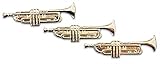 Novel Merk 3-Piece Brass Trumpet Musician Lapel or Hat Pin & Tie Tack Set with Clutch Back