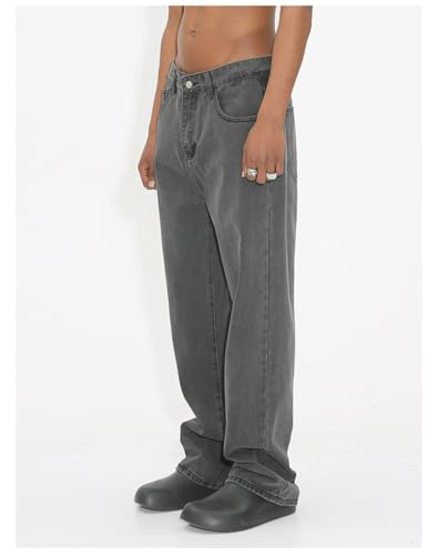 Jeans Pants Trousers Denim Retro Street Trendy Loose Wide Leg Straight Tube Washed Blue Casual Commuter for Men4