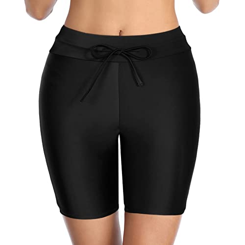 Traje de baño de dos piezas con falda de playa para mujer, traje de baño corto a rayas, holgado, cómodo, estampado tropical, chaleco deportivo, pantalones cortos para mujer, elegante, Negro , S