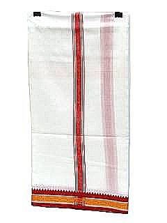 Cotton & Silk Mixed White Color Dhoti (Men's Wearing Cloth)