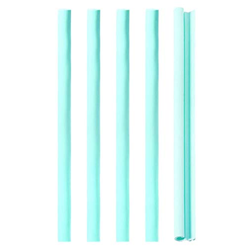 5Packs Reusable Open Silicone Straws,Snap Straw-Openable Design, Easy to Clean,Hot and Cold Compatible-Washable Reusable Flexible Collapsible Straw (Light Blue)