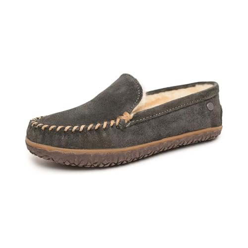 Minnetonka Women's Terese - Water-Resistant Suede Slippers with Fur Lining - Made with Genuine Sheepskin and MinnTREAD Rubber