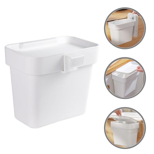 Caneca de basura pequeña blanca para cocina con tapa miniatura 7