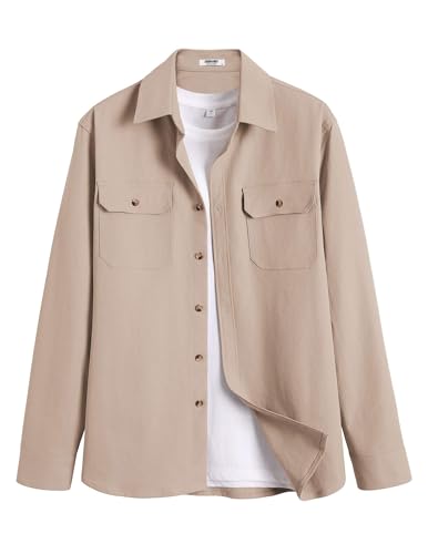 COOFANDY Casual Jackets for Men Lightweight Long Sleeve Button Down Shirt Jacket with Pockets