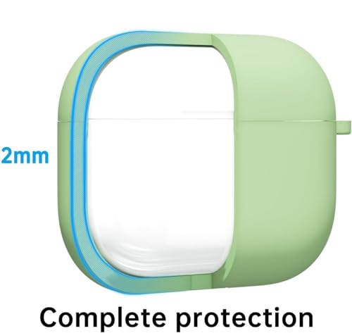 Image of Meyaar for Apple AirPods Pro 3 ​​​​​​​Case Cover with Keychain, Soft Skin Silicone Case Cover, Full Protective Case Cover Compatible with AirPods Pro (3rd Generation) Case 2025 (Mint Green)