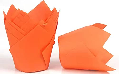 Leqi Baking Cups 100 Count Natural Cupcake Muffin Paper Liners Grease-Proof Wrappers for Wedding Birthday Christmas Party Baby Shower Anniversaries All Festivals (Tangerine)