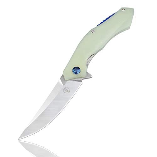 AUBEY Survival Klappmesser Outdoor EDC Messer Scharf Einhandmesser Taschenmesser Outdoormesser, D2 Stahl Klinge G10 Griff Flipper Knife Angelmesser Jagdmesser (Grün)