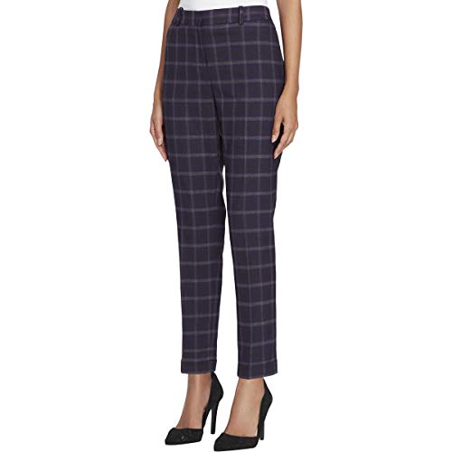 Tahari ASL Womens Ankle Cuffed Skinny Pants Purple 16
