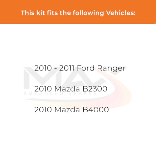 Image of Max Advanced Brakes Rear Brake Kit Compatible With 2010 2011 Ford Ranger 2010 Compatible With Mazda B2300 B4000 Replacement Geomet Coated OE Disc Brake Rotors and Ceramic Brake Pads