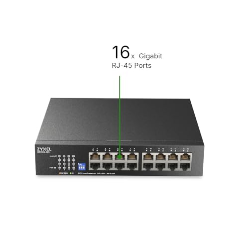 Image of Zyxel 16 Port Network Ethernet Switch | Unmanaged Gigabit | GS1100-16S