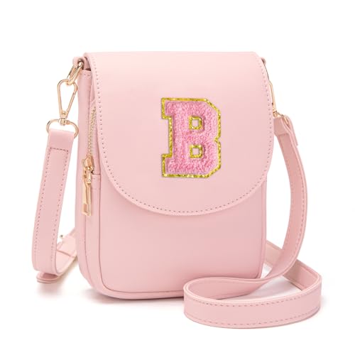 Image of Viverte Crossbody Purse for Teen Girls Small Initial Cell Phone Toddler Purse Leather Triple Compartment Crossbody Bags