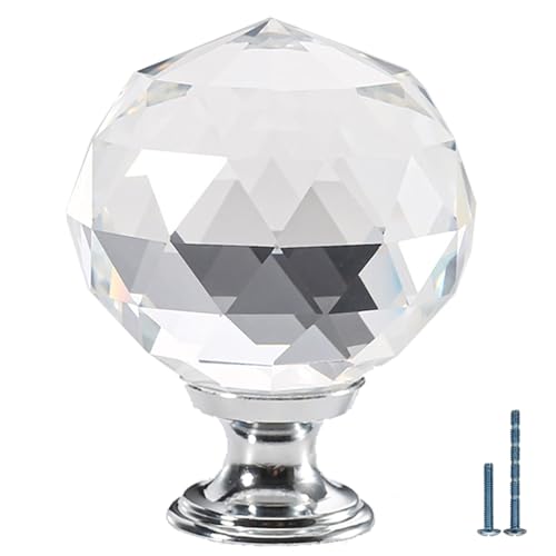 FURNIWARE 12 pièces boutons de tiroir en cristal, poignée de bouton de meuble en cristal de 40 mm poignées de garde-robe modernes pour boutons de tiroir...