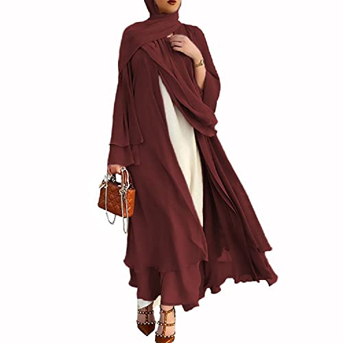 Abaya Dubaï mousseline fluide pour prière à la maison et fêtes de l'Aïd