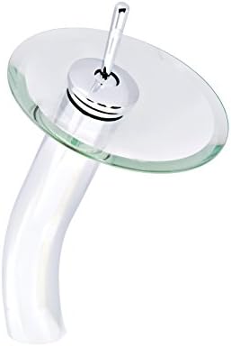 Novatto GF-001CH-C Falls Single Lever Waterfall Vessel Faucet, Chrome/Clear Glass