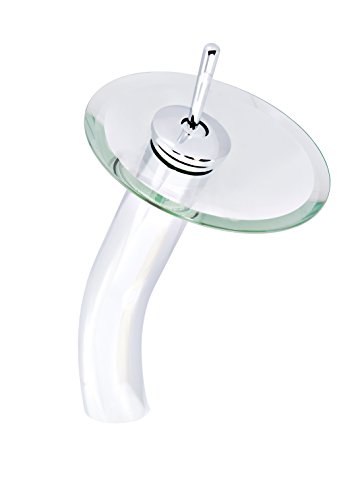 Novatto Gf-001Ch-C Falls Single Lever Waterfall Vessel Faucet, Chrome/Clear Glass #TOP5