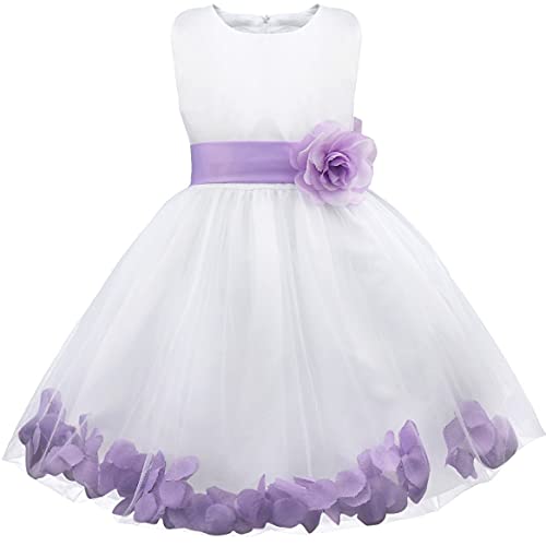 Flower Girls Petals Bowknot Dress Princess Pageant Wedding Party Bridesmaid Tulle Ball Gown