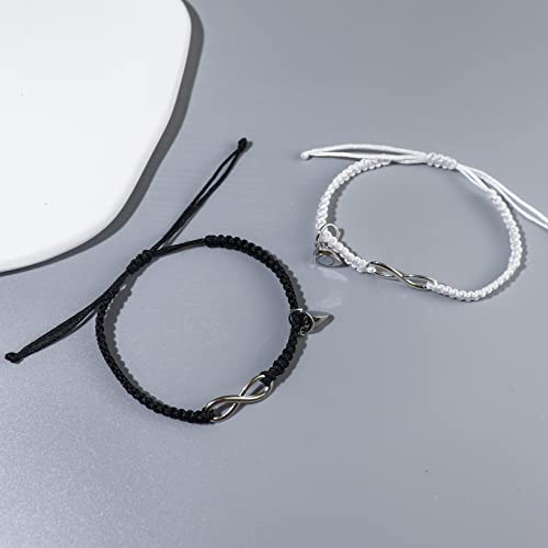 Image of COLORFUL BLING 2Pcs Infinity Distance Couple Braided Handcrafted Luck Bracelet Bangle Adjustable Rope His and Hers Wristband Wrist Jewelry