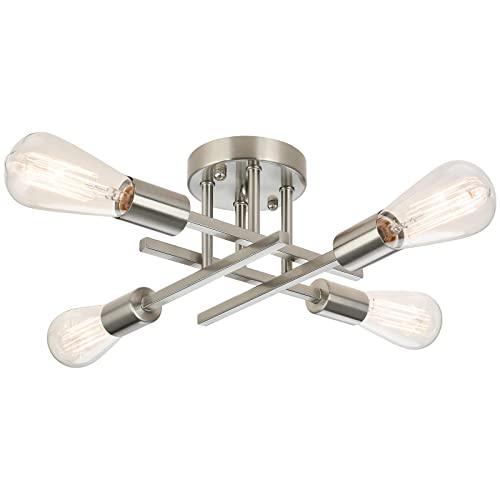 Catálogo de Lampara de techo los 10 mejores. 45 Lámpara De Techo De Montaje Semi Empotrado Moderna,Lámpara De Araña De Metal Dorado, Iluminación De Techo De 4 Luces Para Casa De Campo Cocina Sala De Estar Comedor Dormitorio