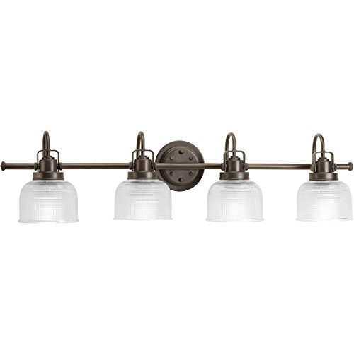 Progress Lighting Archie Collection 4-Light Clear Double Prismatic Glass Coastal Bath Vanity Light...