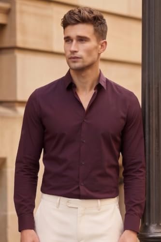Image of Louis Philippe Men's Slim Fit Bamboo Blend Sustainable Stretch Young Formal Shirt