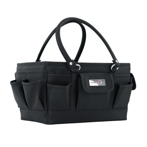 Image of Everything Mary Deluxe Store & Tote Organizer - Black Craft Caddy with Handle - Collapsible Bag for Sewing, Scrapbooking, Art Supplies & DIY Project Organization