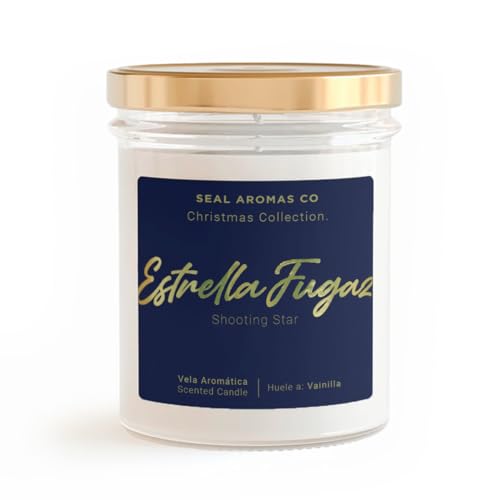 SEAL AROMAS - Vela [ Huele a Vainilla ] Estrella Fugaz Christmas Collection | Vela aromática 220gr Duración 35 horas en frasco, para Cuartos - Hogares - Oficinas - Restaurantes - Boutique - Ducha