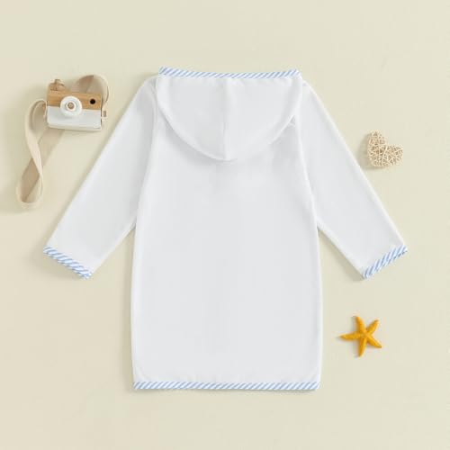 Image of Girls Boys Terry Cloth Swim Cover Up Zip Up Hooded Bathing Suit Coverup Wraps Kids Pool Beach Robe Cover-Up Kimono