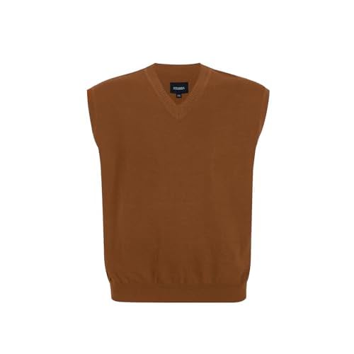Men Oversized Sweater Vest: Plus Size Big Tall V Neck Cotton Pullover XX-Large Camel