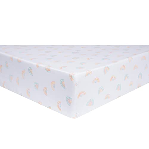 Image of Trend Lab Rainbow Fitted Crib Sheet for Baby Mattress, Made of 100% Cotton, Fits a Standard 28 x 52 in Crib Mattress