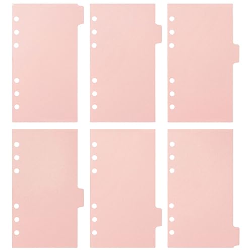 Operitacx 6 Ring Binder Dividers with 6 Tabs, Plastic Binder Dividers for Notebooks and 6 Ring Binders, A5 Size, Durable, Pink, Pack of 2 Sets (12 Dividers Total)