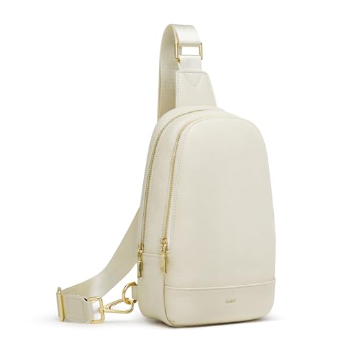 Kattee Bolso de hombro de cuero para mujer con múltiples compartimentos, bolso de hombro suave, beige, small