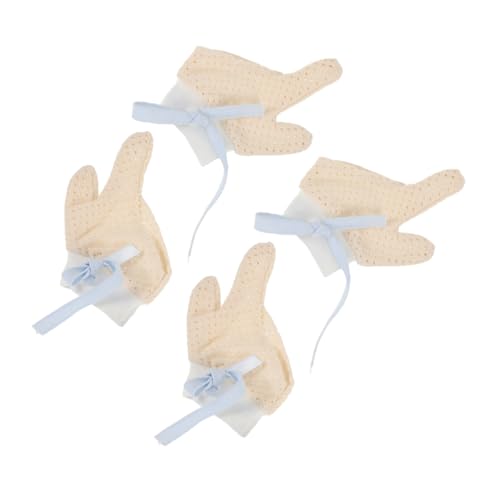 TOYANDONA 2Pairs Finger Gloves for Teething Finger Mittens with Straps Comfortable Easy to Clean Full Coverage Design for Newborns