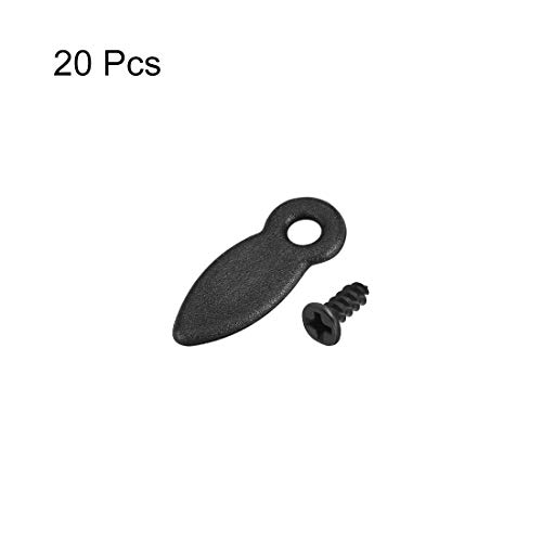 Image of uxcell Frame Turn Button, 3 /5 inch Plastic Drop Shape with Screws for Hanging Pictures, Photos, Drawings and Posters, 20 Pcs (Black)